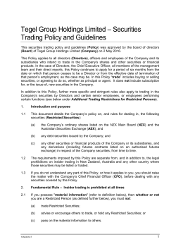 Securities Trading Policy and Guidelines