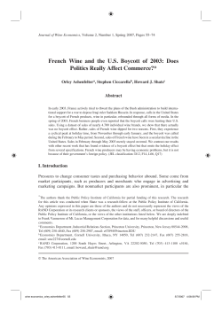 French Wine and the U.S. Boycott of 2003: Does Politics Really