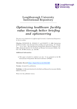 Optimizing healthcare facility value through better brie ng and