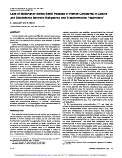 Loss of Malignancy during Serial Passage of