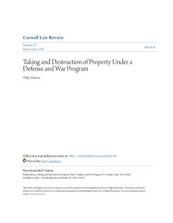 Taking and Destruction of Property Under a Defense and War Program