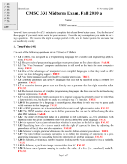 CMSC 331 Midterm Exam, Fall 2010 a