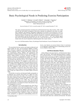 Basic Psychological Needs in Predicting Exercise Participation