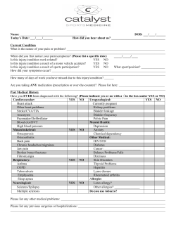 Medical History - Catalyst Sports Medicine