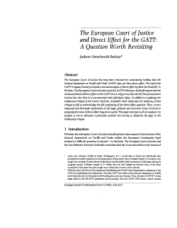 The European Court of Justice and Direct Effect for the GATT