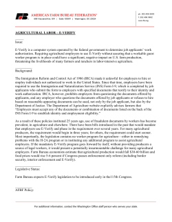 AGRICULTURAL LABOR &ndash; E-VERIFY _____ Issue: E