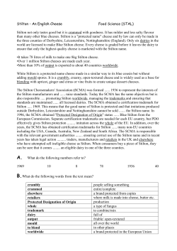 Stilton - An English Cheese Food Science (STAL) Stilton not