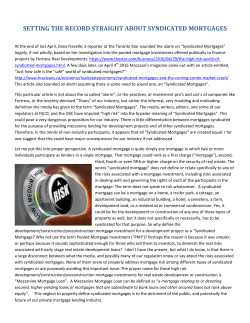 setting the record straight about syndicated mortgages