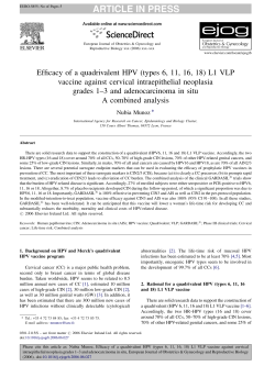 Efficacy of a quadrivalent HPV (types 6, 11, 16, 18) L1 VLP vaccine