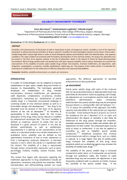 SOLUBILITY ENHANCEMENT TECHNIQUES Review