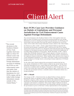 Rare FCPA Case Law Provides Guidance on Statute of Limitations