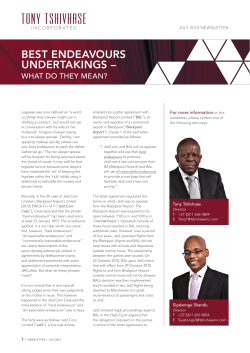 BEST ENDEAVOURS UNDERTAKINGS &ndash;