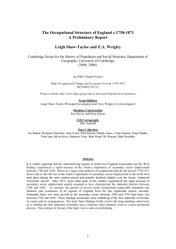 Male Occupational Change and Economic Growth in England 1750