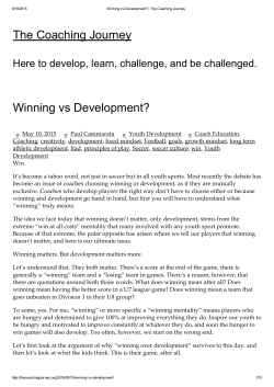 The Coaching Journey Winning vs Development?