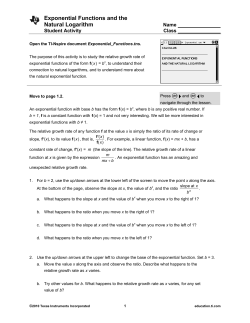Exponential Functions and the Natural Logarithm