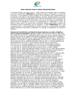 INSS CONVOCA PARA O CENSO PREVIDENCI&Ecirc;RIO O Instituto