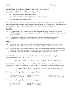 CHEM 31 Dr. Spence HOMEWORK PROBLEMS: SUBSTITUTION