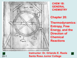 Chapter 20: Thermodynamics: Entropy, Free Energy