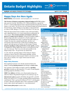 Ontario Budget Highlights - BMO Economics