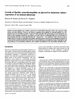 Growth of Bacillus stearothermophilus on glycerol in