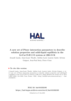 A new set of Pitzer interaction parameters to describe solution