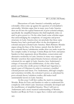 103 Ghosts of Violence BY LAURA HONSIG Discussions of Latin