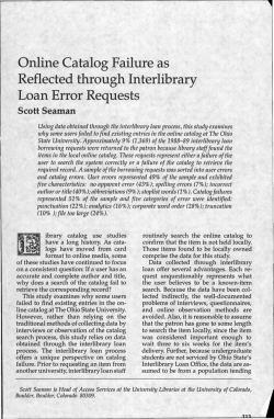 Online Catalog Failure as Reflected through InterLibrary Loan Error
