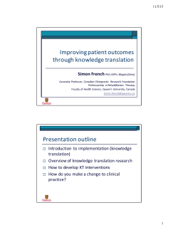 Improving patient outcomes through knowledge translation.