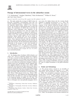 Passage of intraseasonal waves in the subsurface oceans