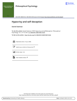 Hypocrisy and self‐deception