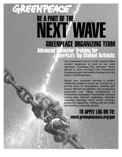 GREENPEACE ORGANIZING TERM BE A PA RT OF THE