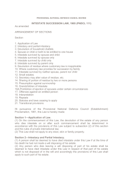 INTESTATE SUCCESSION LAW, 1985 (PNDCL 111) As amended