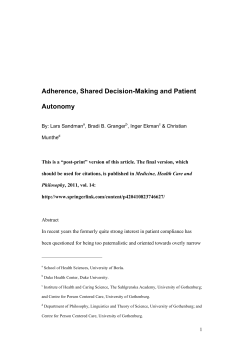 Adherence, Shared Decision-Making and Patient Autonomy