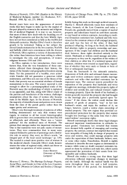 Martha C. Howell. The Marriage Exchange: Property, Social Place