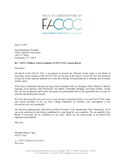 June 27, 2014 Dean Murakami, President FACCC Board of