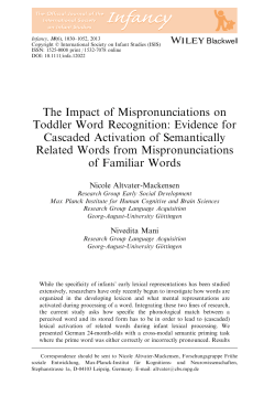 The Impact of Mispronunciations on Toddler Word Recognition
