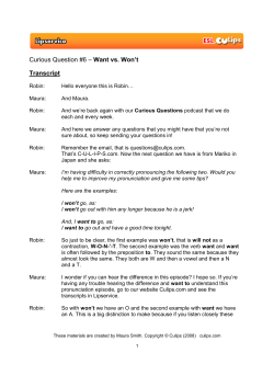 Curious Question #6 &ndash; Want vs. Won`t Transcript