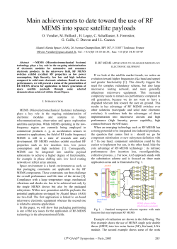 Main Achievements to Date Toward the Use of RF MEMS into Space