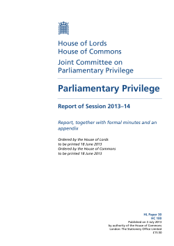 Parliamentary Privilege - Publications.parliament.uk