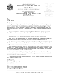 STATE OF WISCONSIN BOARD ON AGING AND LONG TERM
