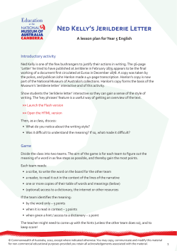 Jerilderie letter &ndash; lesson plan for Year 5 English