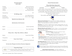 General Announcements Sacrament Service