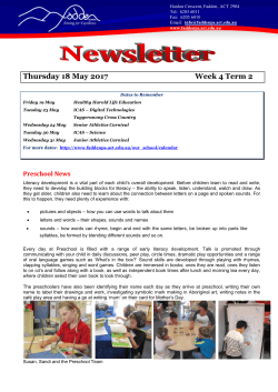 Thursday 18 May 2017 Week 4 Term 2