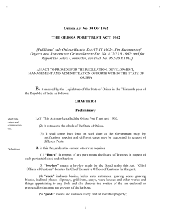 The Orissa Port Trust Act,1962