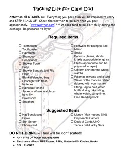 Packing List for Cape Cod