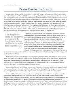 Praise Due to the Creator