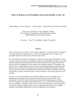 Effect of &delta;-phase on the Weldability and the Hot Ductility of