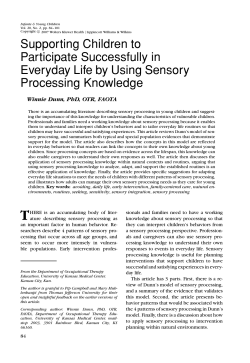 Supporting Children to Participate Successfully in Everyday Life by