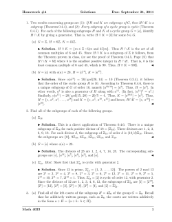 September 21, 2011 1. Two results concerning groups