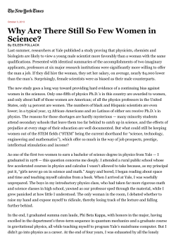 Why Are There Still So Few Women in Science? - NYTimes.com